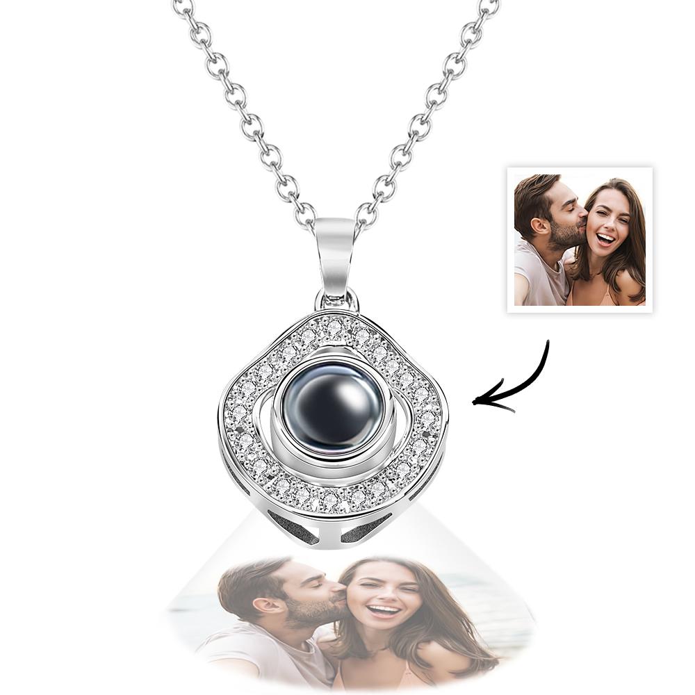 Colar De Projeção De Fotos Personalizado Charme Pingente De Strass Joias Presente Para Ela - soufeelbr