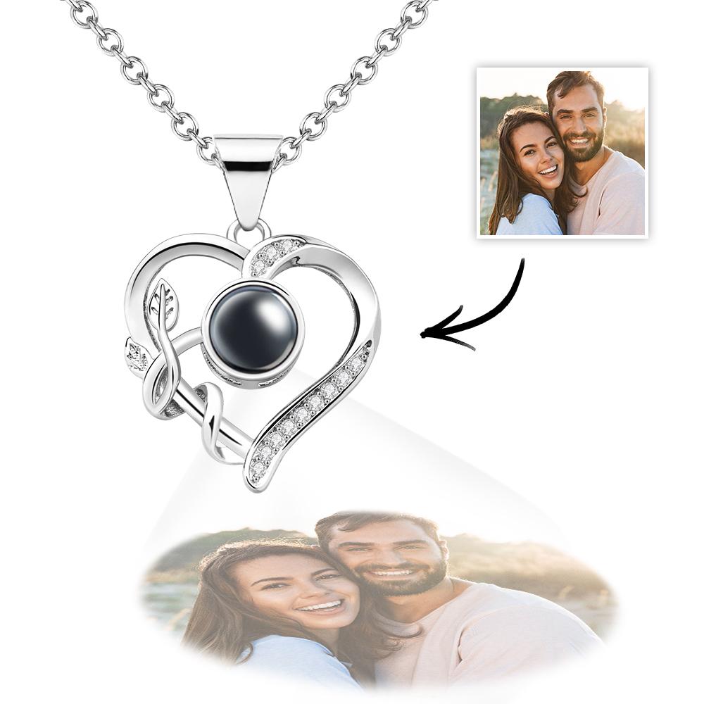 Colar De Flor Sinuosa De Projeção De Foto Personalizada Pingente Encantador Personalizado Joias Presentes Para Ela - soufeelbr
