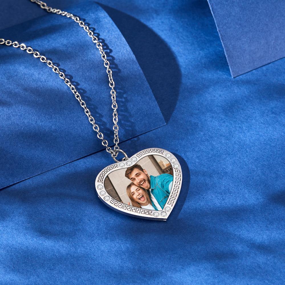 Colar Com Foto Personalizado Coração Diamante Simples Presentes Para Casal - soufeelbr