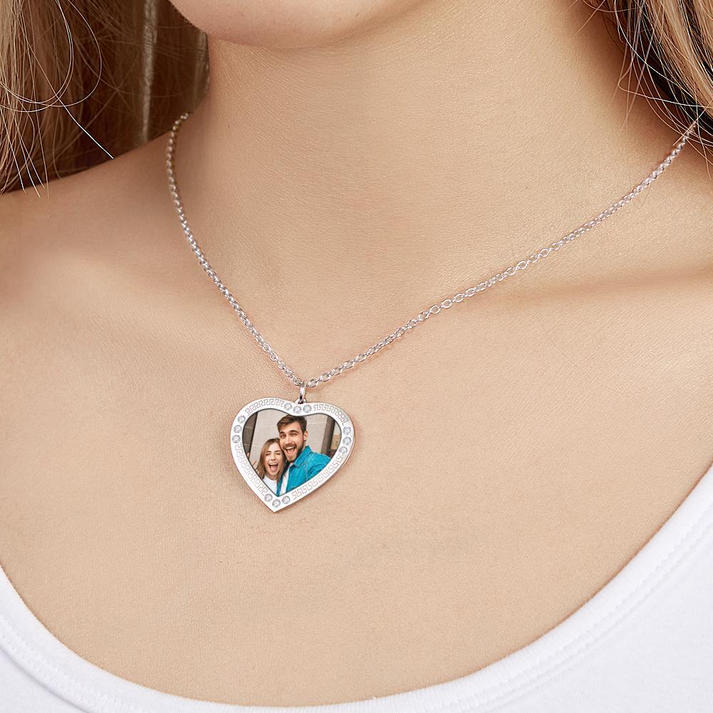 Colar Com Foto Personalizado Coração Diamante Simples Presentes Para Casal - soufeelbr