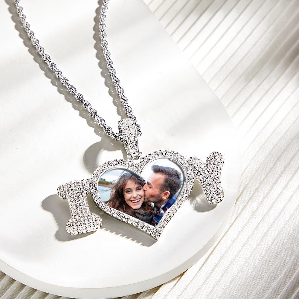 Colar De Carta Com Foto Personalizada Suéter Com Personalidade De Hip Hop Corrente Para Presente De Casal - soufeelbr