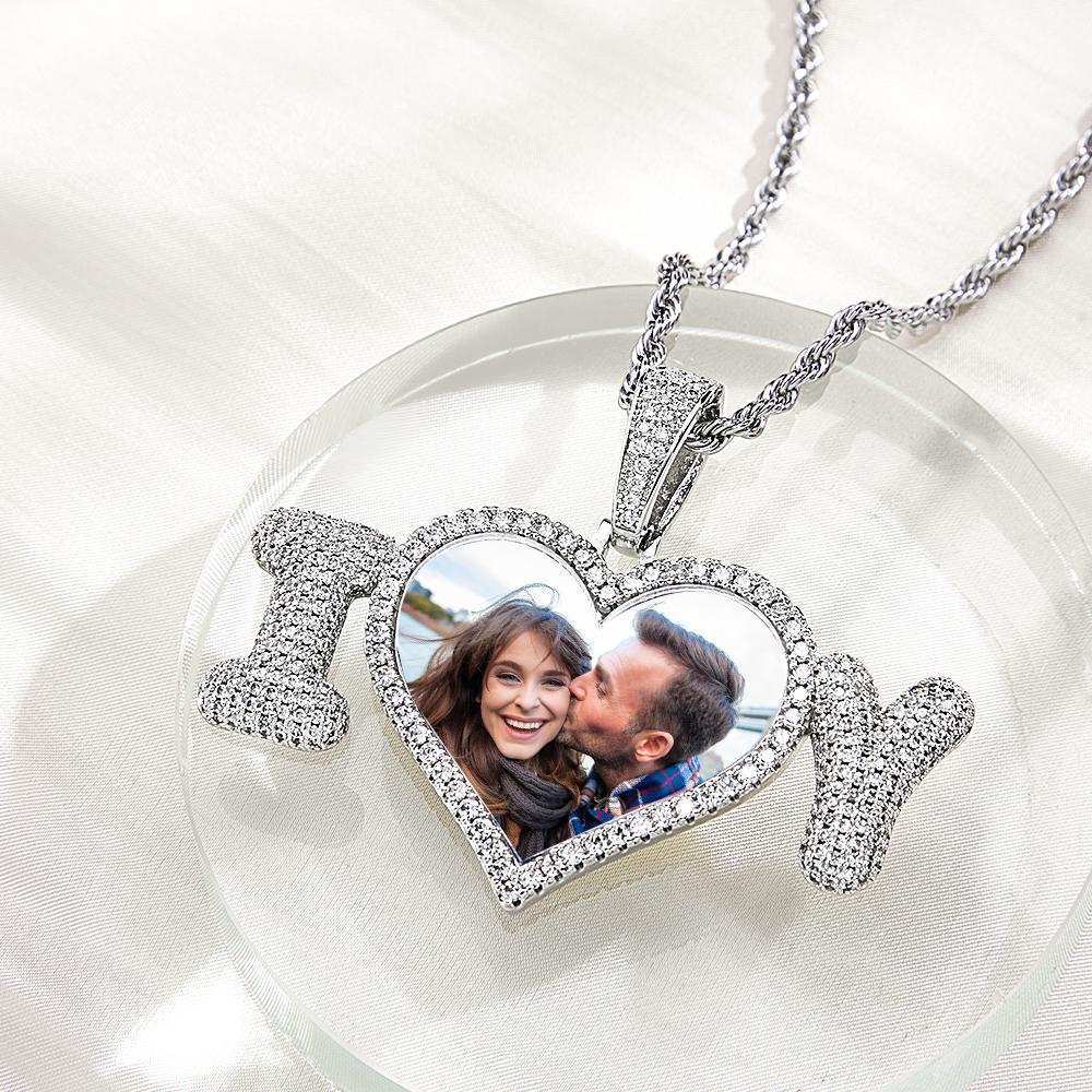 Colar De Carta Com Foto Personalizada Suéter Com Personalidade De Hip Hop Corrente Para Presente De Casal - soufeelbr