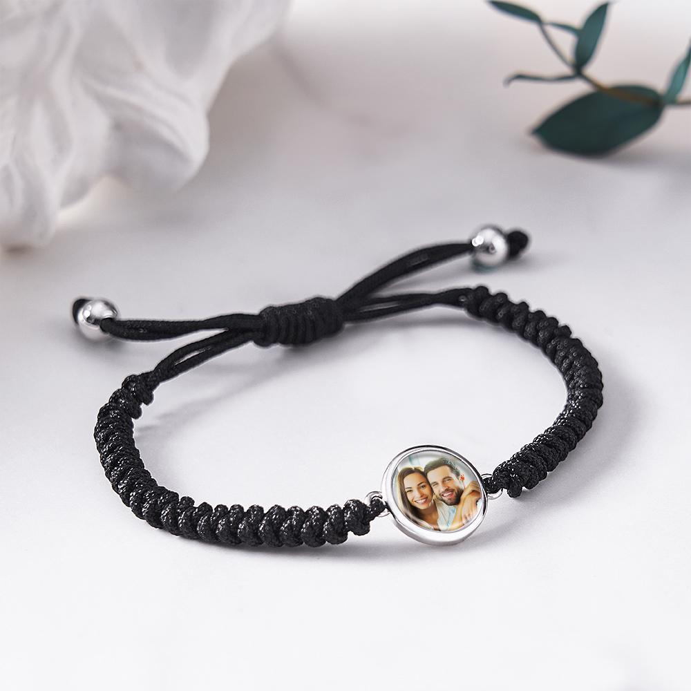 Pulseira Trançada Com Foto Personalizada Pingente Com Foto Personalizada Para Ele - soufeelbr