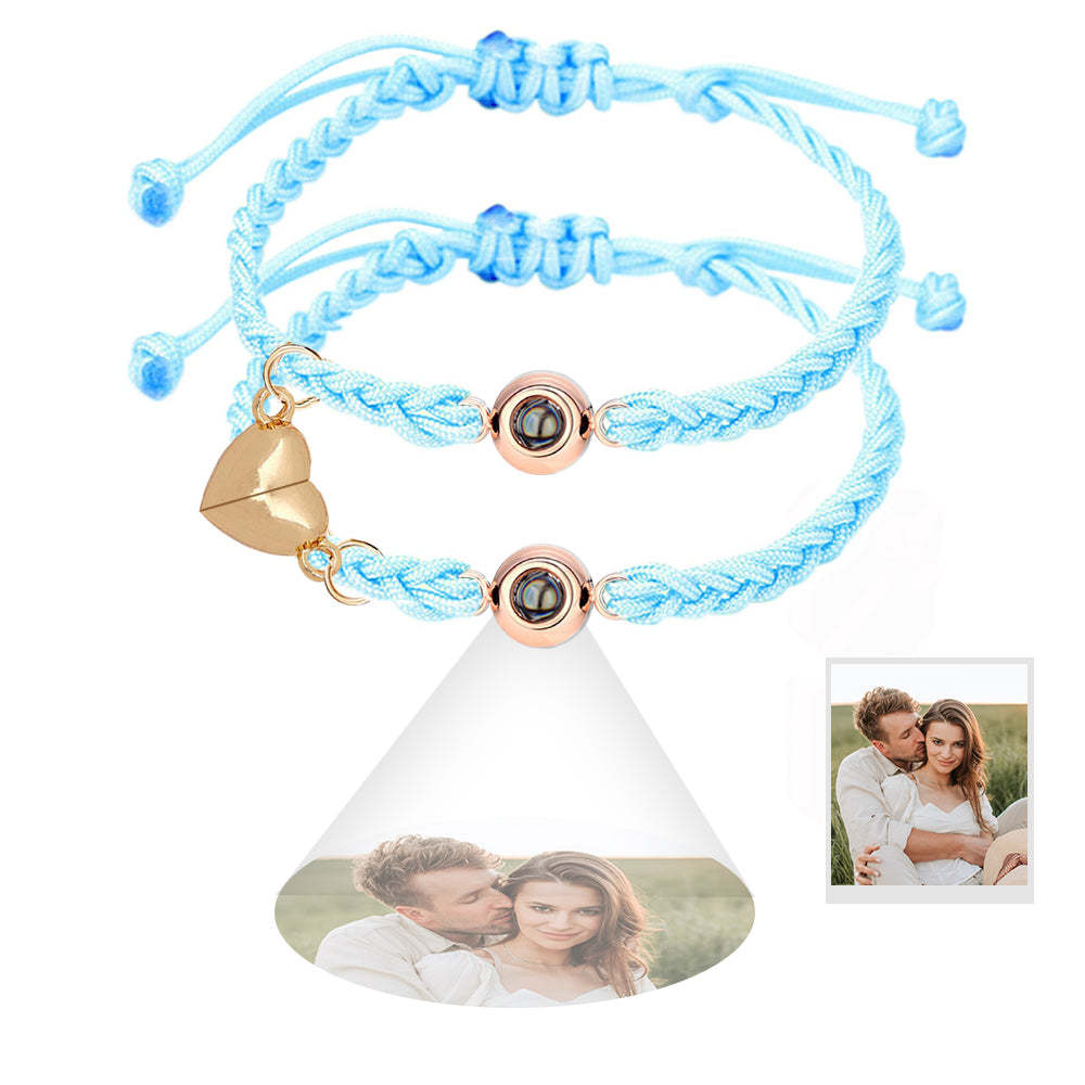 Pulseira De Projeção De Foto Personalizada Simples Coração Tecido Pulseira Magnética Presente Para Casal - soufeelbr