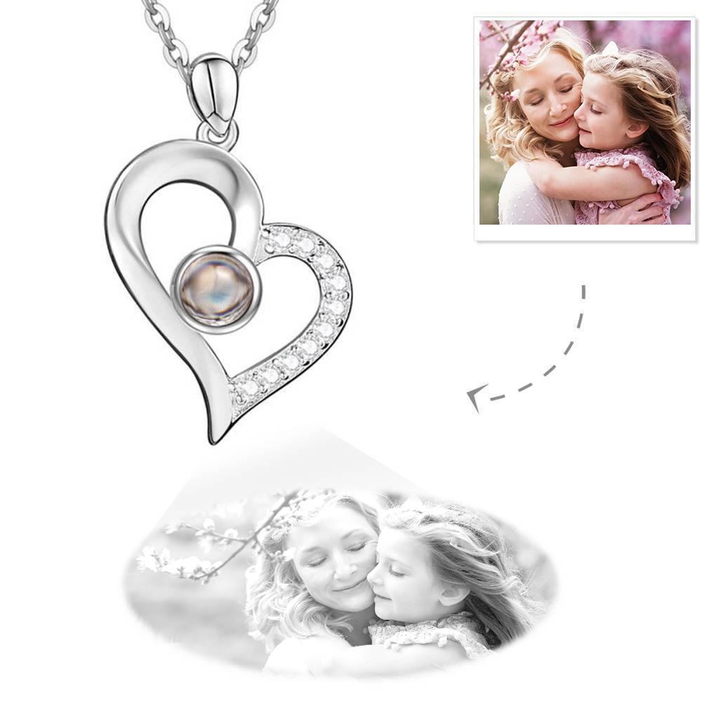 Colar Personalizado com Foto da Projeção Colar de Coração - Prata
