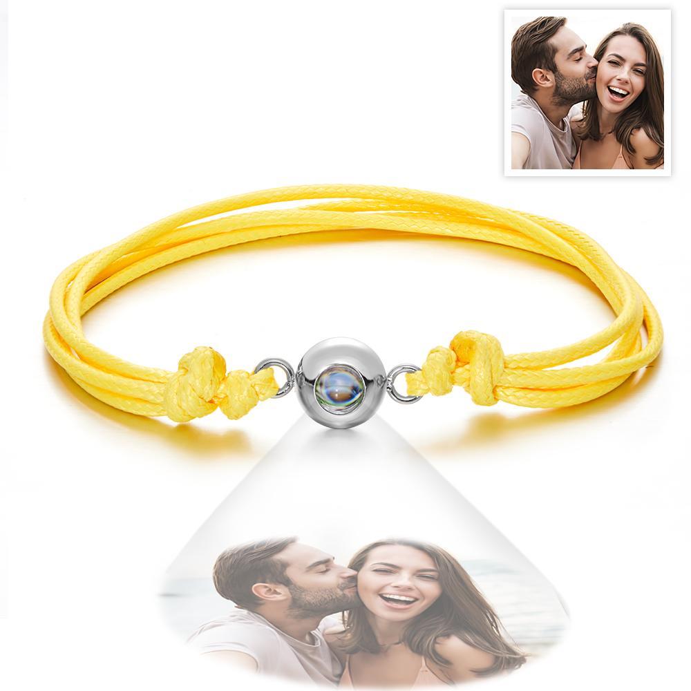 Pulseira De Foto De Projeção Personalizada Estilo Trançado Presente Colorido Para Casal - soufeelbr