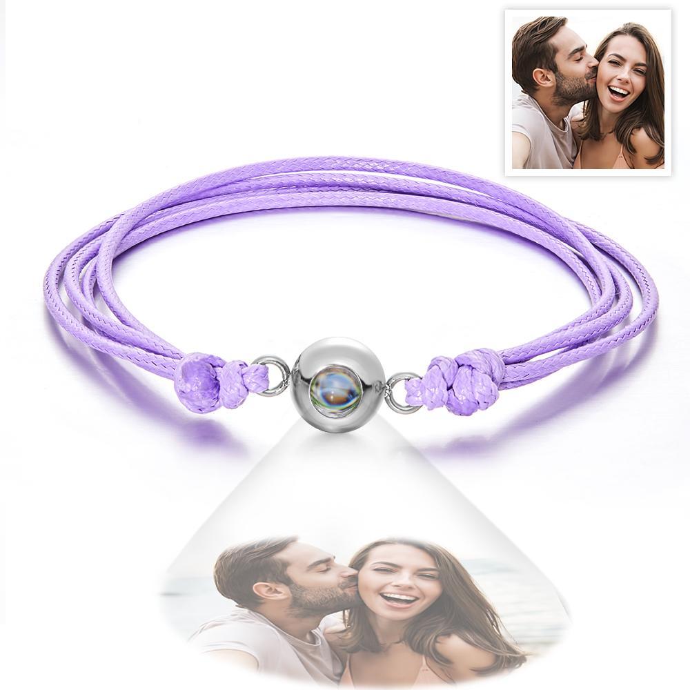 Pulseira De Foto De Projeção Personalizada Estilo Trançado Presente Colorido Para Casal - soufeelbr