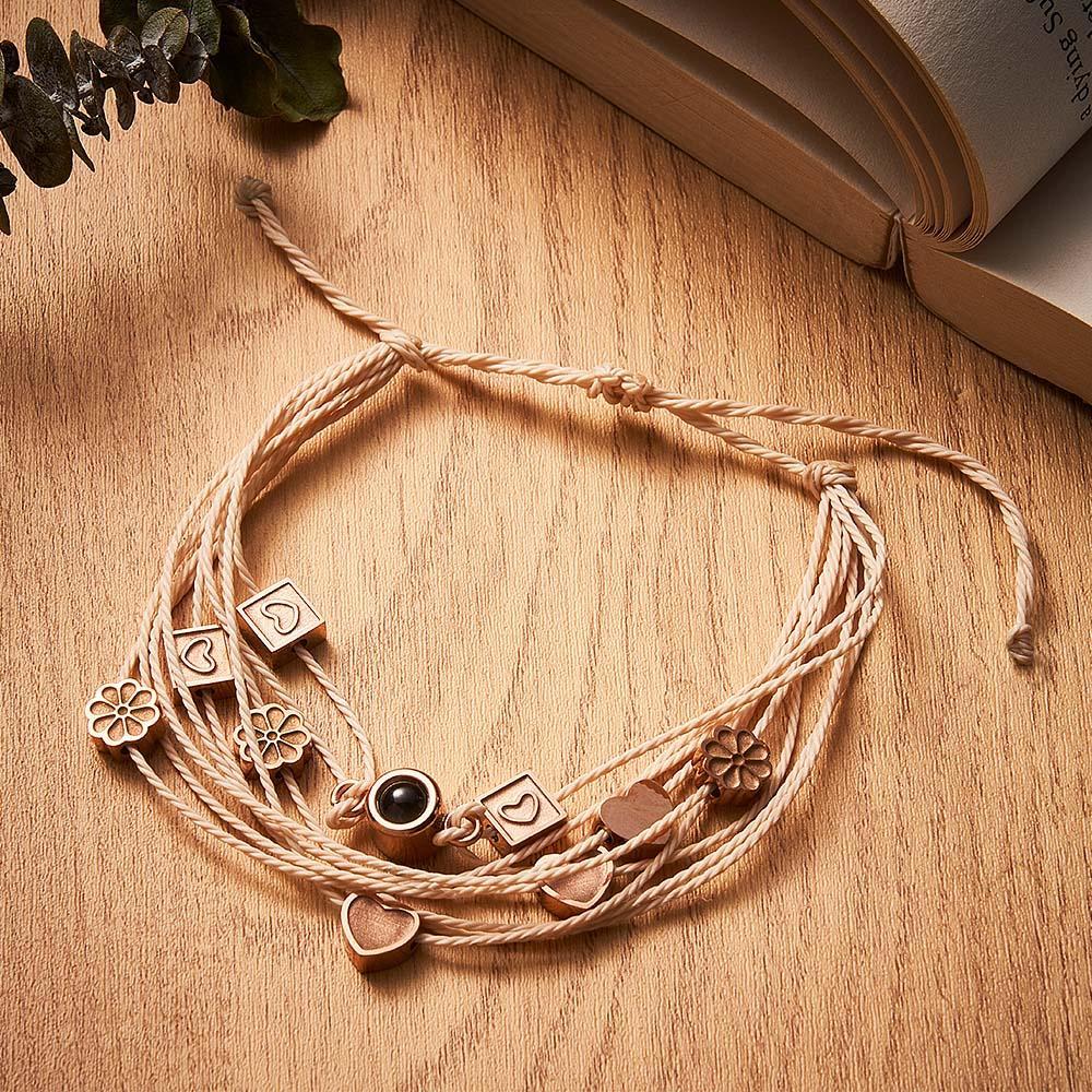 Pulseira De Foto Personalizada Com Pingente De Amor Projetor De Imagem Minimalista Presente De Aniversário Para Ele - soufeelbr