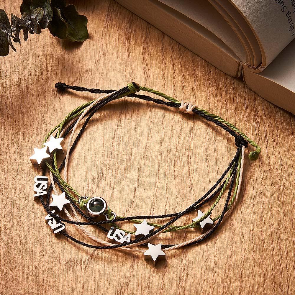 Pulseira De Foto Personalizada Com Pingente De Amor Projetor De Imagem Minimalista Presente De Aniversário Para Ele - soufeelbr