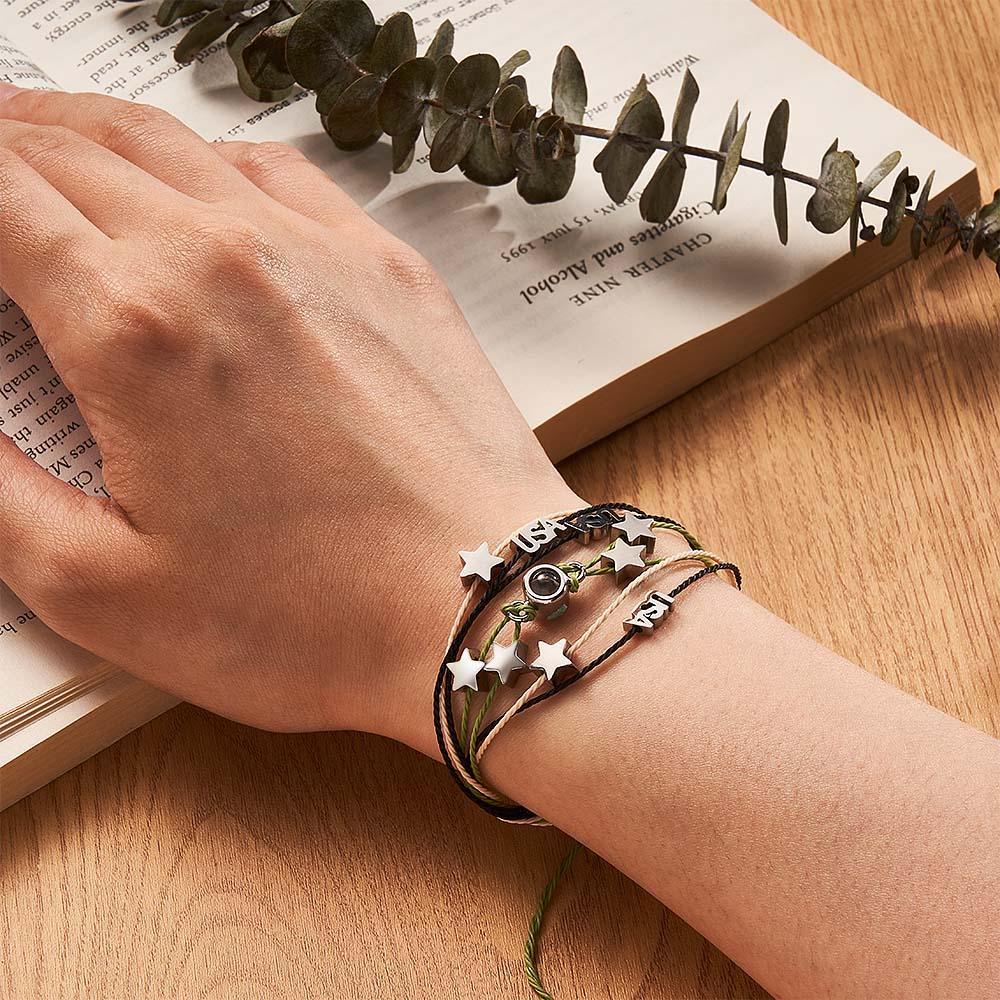 Pulseira De Foto Personalizada Com Pingente De Amor Projetor De Imagem Minimalista Presente De Aniversário Para Ele - soufeelbr