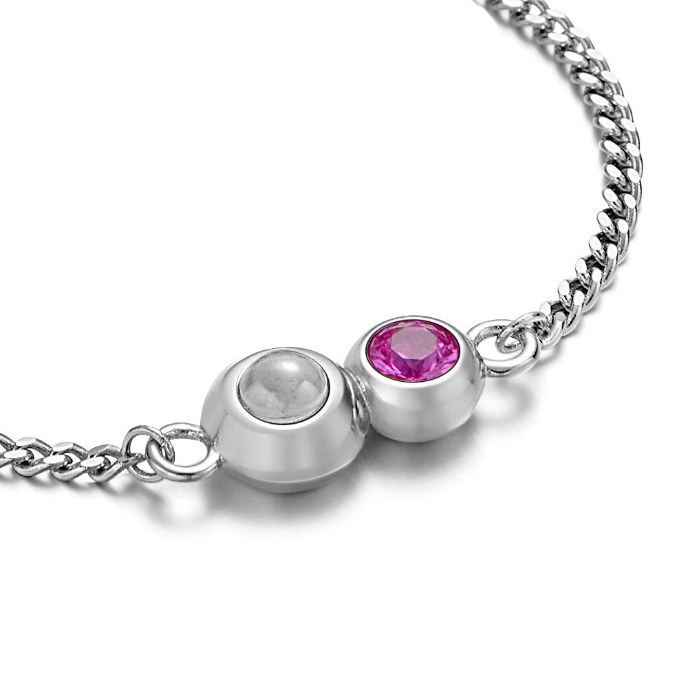 Pulseira De Projeção Com Pingente De Pedra De Nascimento Personalizada Pulseira De Projeção De Fotos Joias De Verão Presente Para Ela - soufeelbr