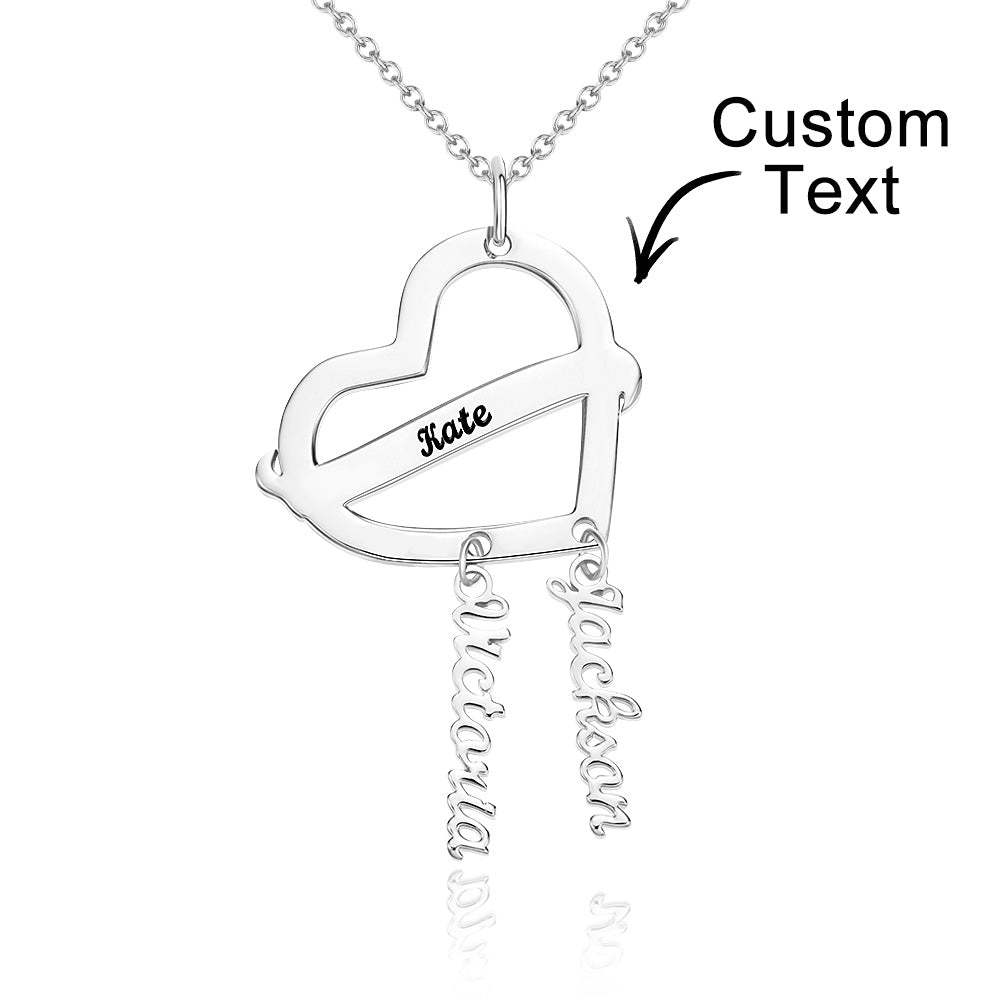 Colar De Coração De Apanhador De Sonhos Gravado Personalizado Com Pingente De Nomes Presentes Exclusivos - soufeelbr