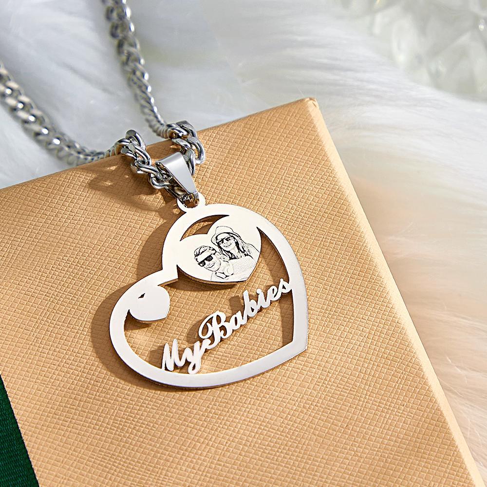 Colar De Coração Com Halo Gravado Com Foto Personalizada Em Ouro, Prata E Ouro Rosa Com Pingente De Medalhão Em Forma De Coração Colar De Coração Com Foto - soufeelbr