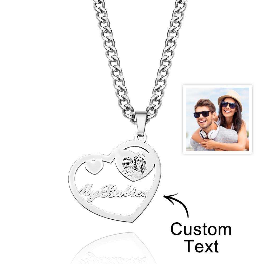 Colar De Coração Com Halo Gravado Com Foto Personalizada Em Ouro, Prata E Ouro Rosa Com Pingente De Medalhão Em Forma De Coração Colar De Coração Com Foto - soufeelbr