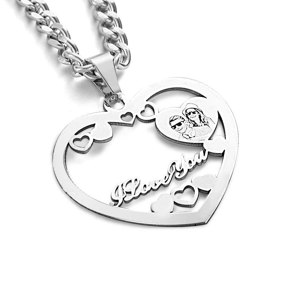 Colar De Coração Com Halo Gravado Com Foto Personalizada Em Ouro, Prata E Ouro Rosa Com Pingente De Medalhão Em Forma De Coração Colar De Coração Com Foto - soufeelbr
