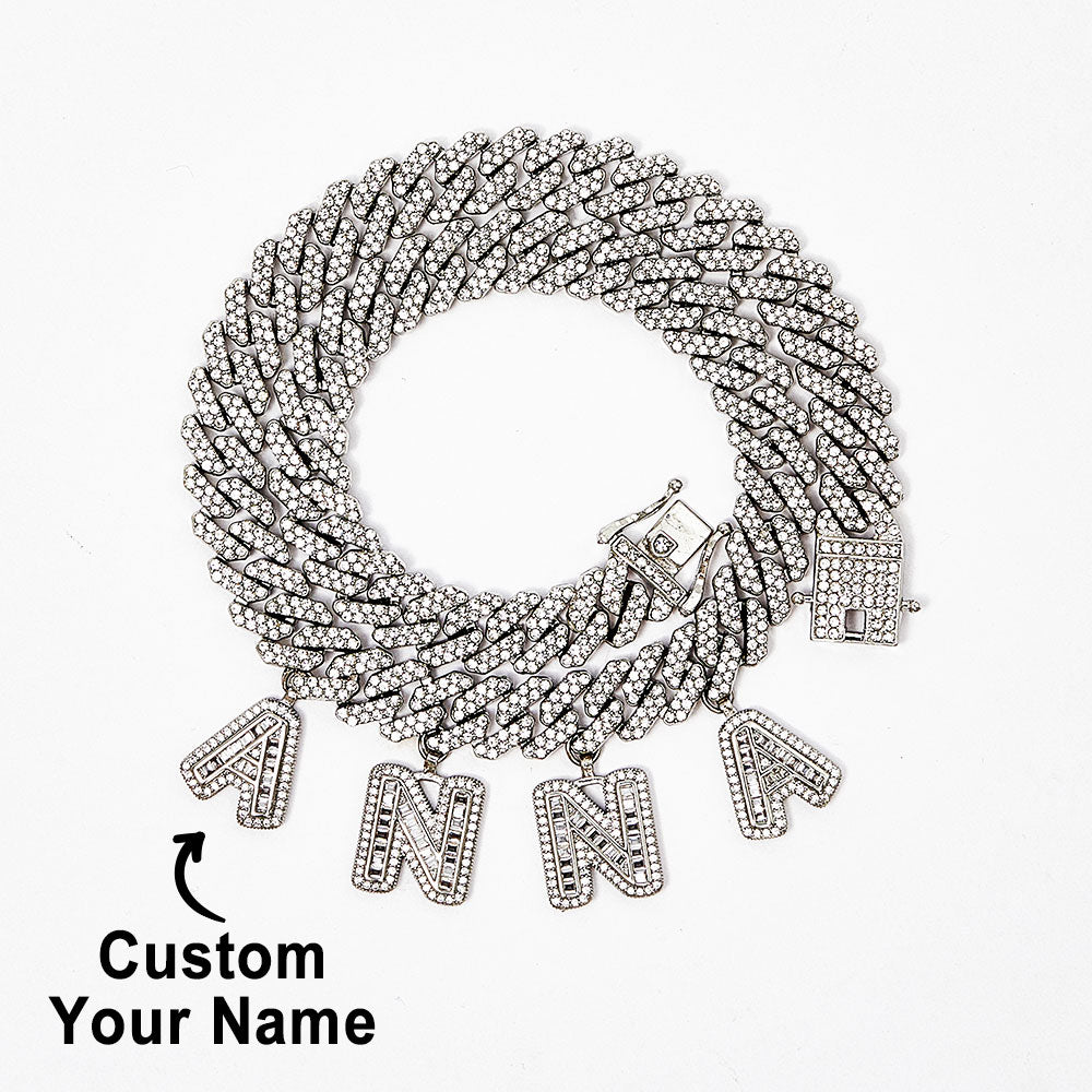 Letras Personalizadas Corrente Cubana Nome Personalizado Gargantilha Bling Hip Pop Colar Presente Para Irmãs Amigos - soufeelbr