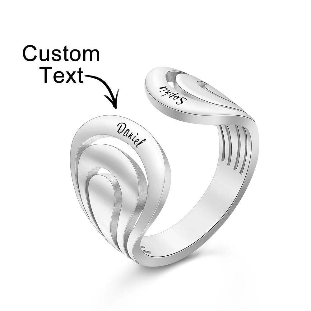 Anéis De Nome De Abraço Gravados Personalizados Novo Design De Presente Para Ela - soufeelbr