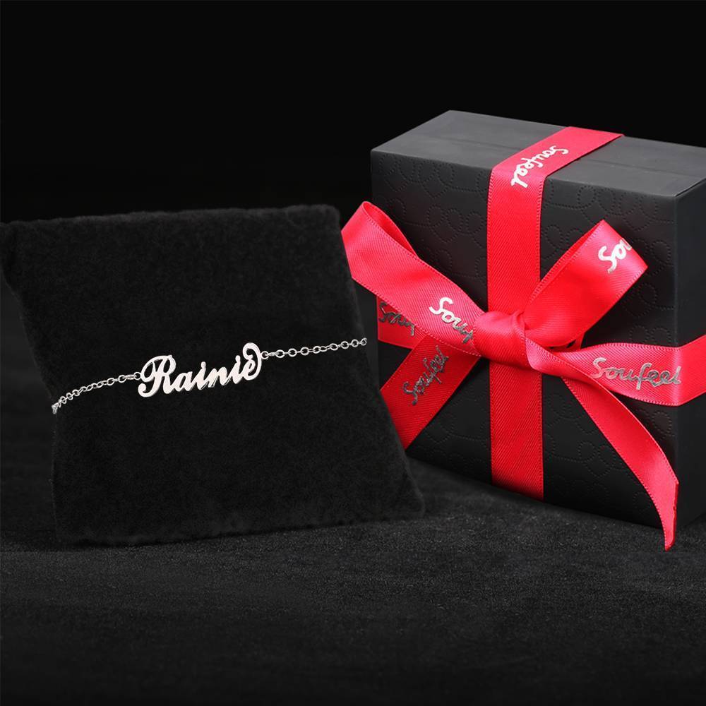 Pulseira Personalizada Infantil Pulseira com Nome Banhado a Platina - Comprimento Ajustável