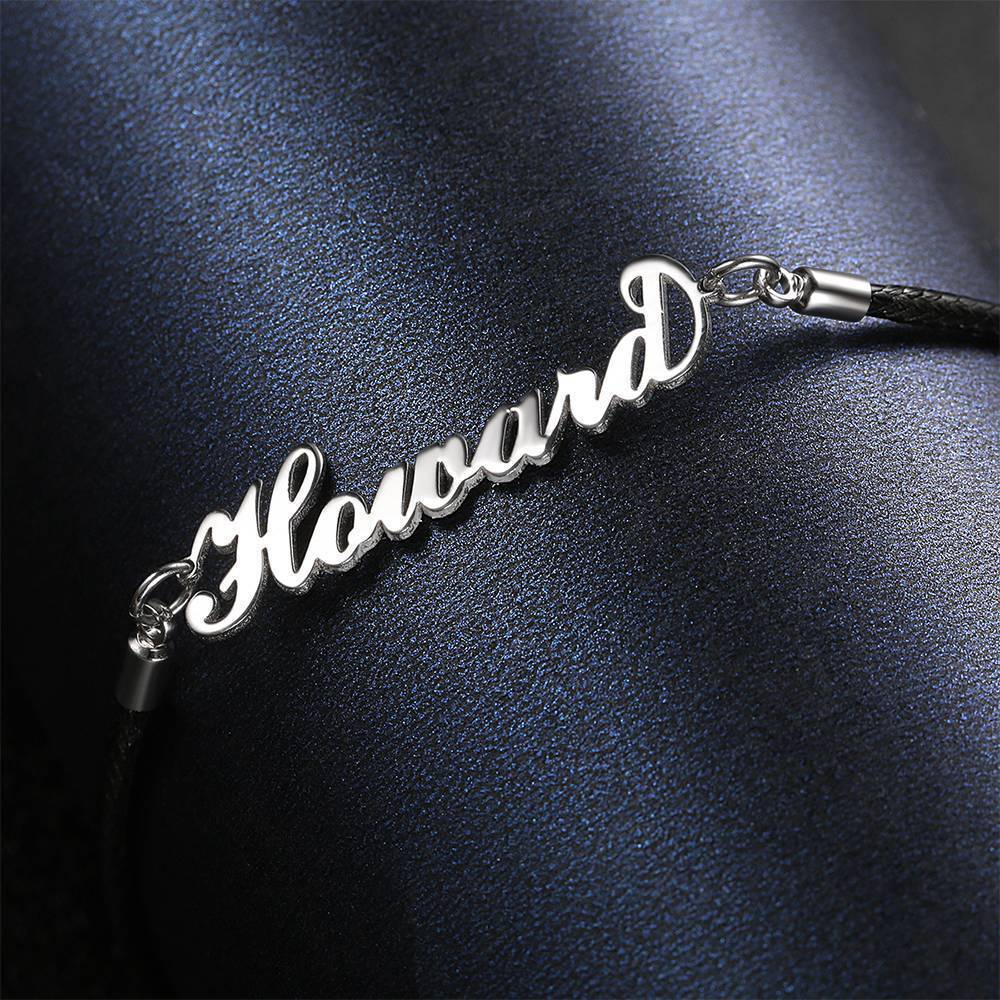 Pulseira Personalizada Pulseira com Nome Personalizado, Qualquer Pulseira com Nome Prata Banhado a Platina - Homem