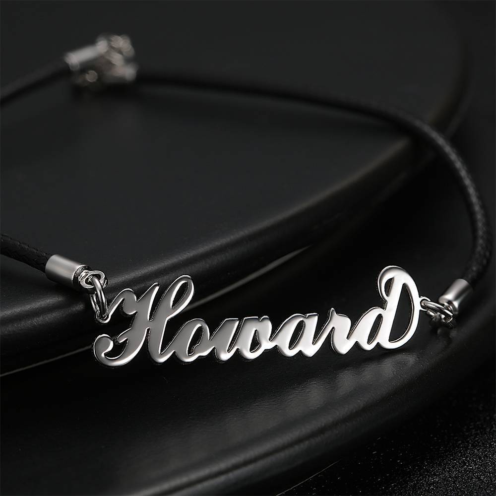 Pulseira Personalizada Pulseira com Nome Personalizado, Qualquer Pulseira com Nome Prata Banhado a Platina - Homem
