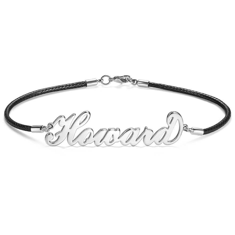 Pulseira Personalizada Pulseira com Nome Personalizado, Qualquer Pulseira com Nome Prata Banhado a Platina - Homem