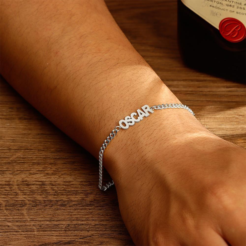 Pulseira Personalizada Pulseira masculina personalizada Nome delicado Pulseira Presente hipoalergênico para marido - banhado a ouro