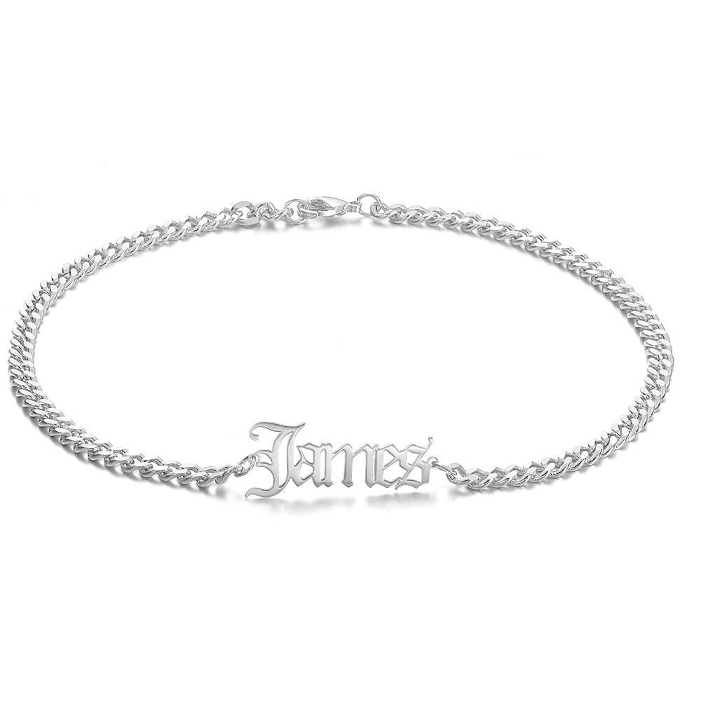 Pulseira Personalizada Pulseira masculina personalizada Nome delicado Pulseira Presente hipoalergênico para homem de negócios - Prata
