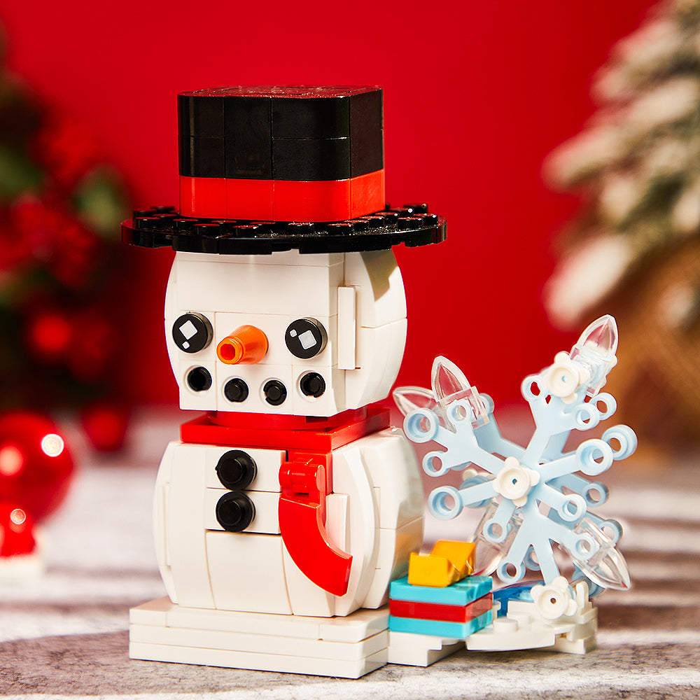 Boneco De Neve Pequena Partícula Brick Block Heads Quebra-cabeça Bloco De Construção Brinquedo Presentes De Natal - soufeelbr