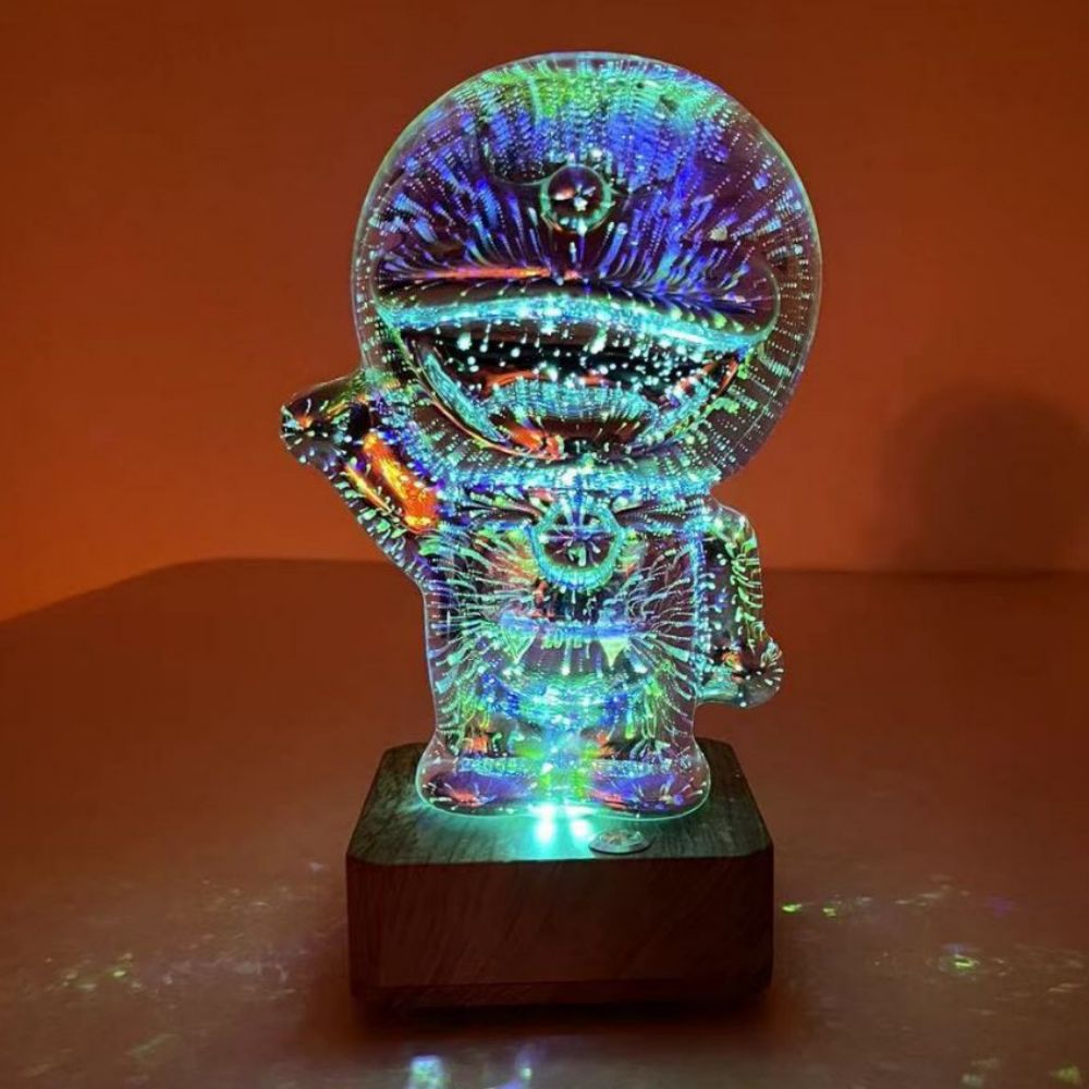 Doraemon Gato Robô 3d Fogo De Artifício Luz Noturna Colorida Doraemon Decoração Luz Presente - soufeelbr