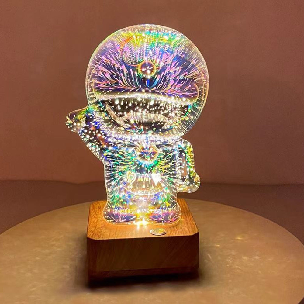 Doraemon Gato Robô 3d Fogo De Artifício Luz Noturna Colorida Doraemon Decoração Luz Presente - soufeelbr