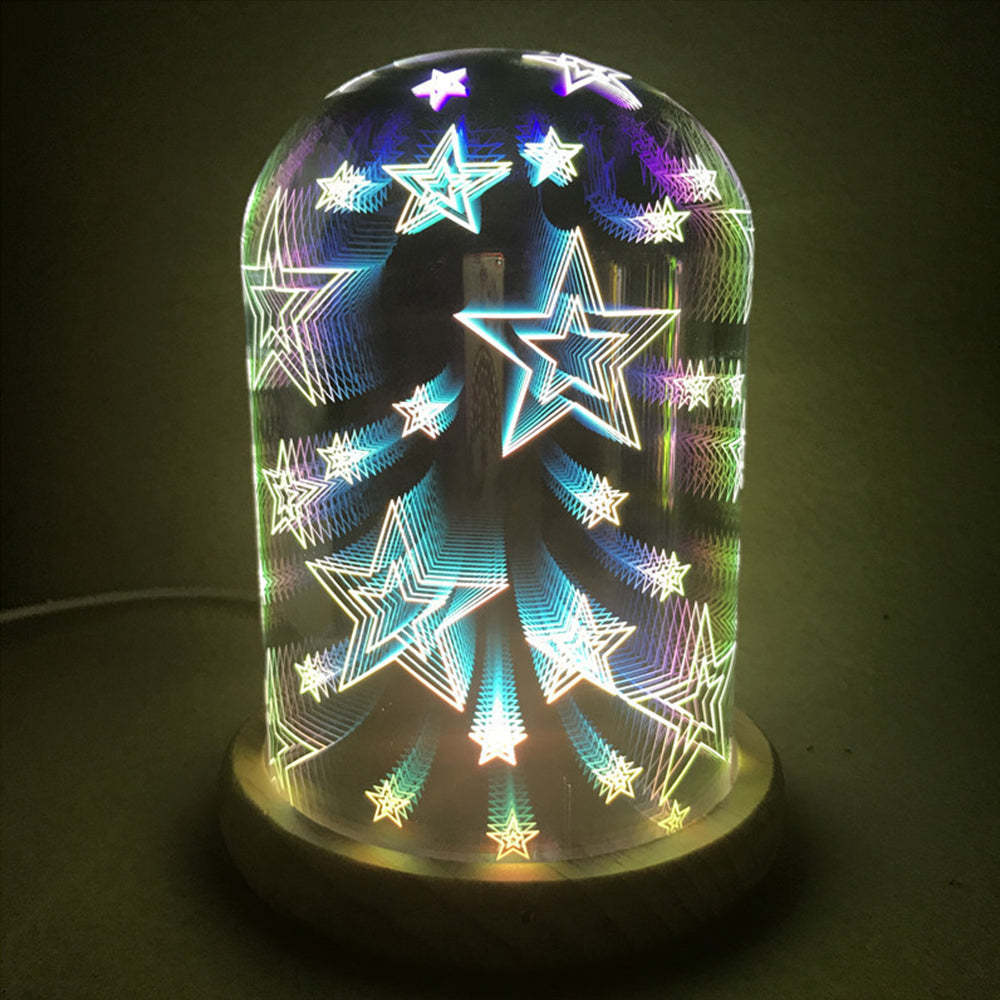 Fogo De Artifício 3d Efeito Estrela Colorida Luz Noturna Lâmpada Do Projetor Luz De Vidro Mágico - soufeelbr