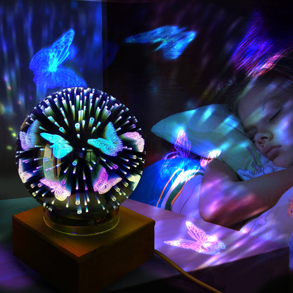 Lâmpada Para Projetor De Fogo De Artifício 3d Com Luz Noturna Bola De Cristal Mágica - soufeelbr
