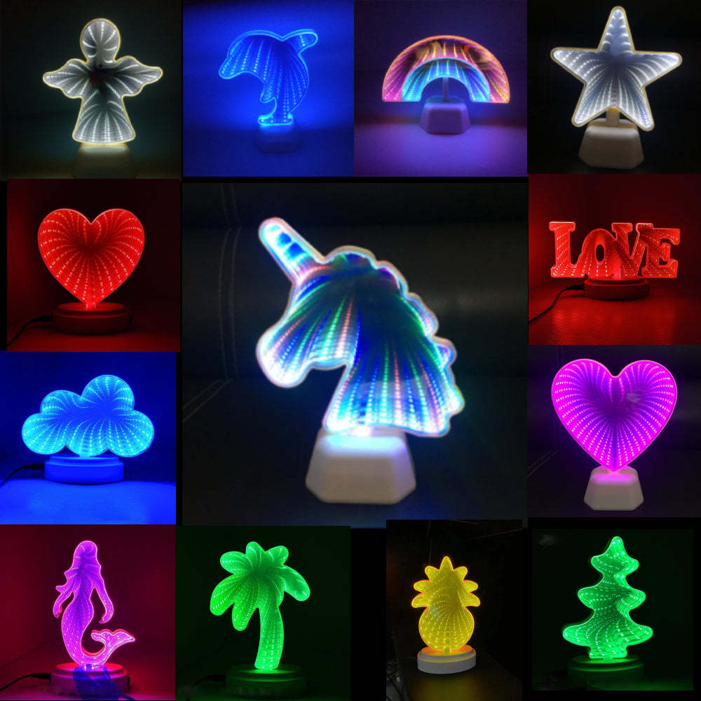 Espelho Infinito Luz De Túnel Led Luz Noturna Espelho 3d Luz Para Decoração De Casa Presentes - soufeelbr