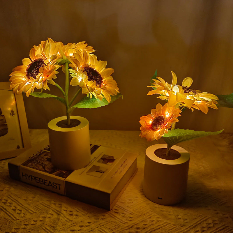 Lâmpada Girassol Flores Bonitas Luz Noturna Mesa Decoração Da Casa Presentes Para O Dia Das Mães - soufeelbr