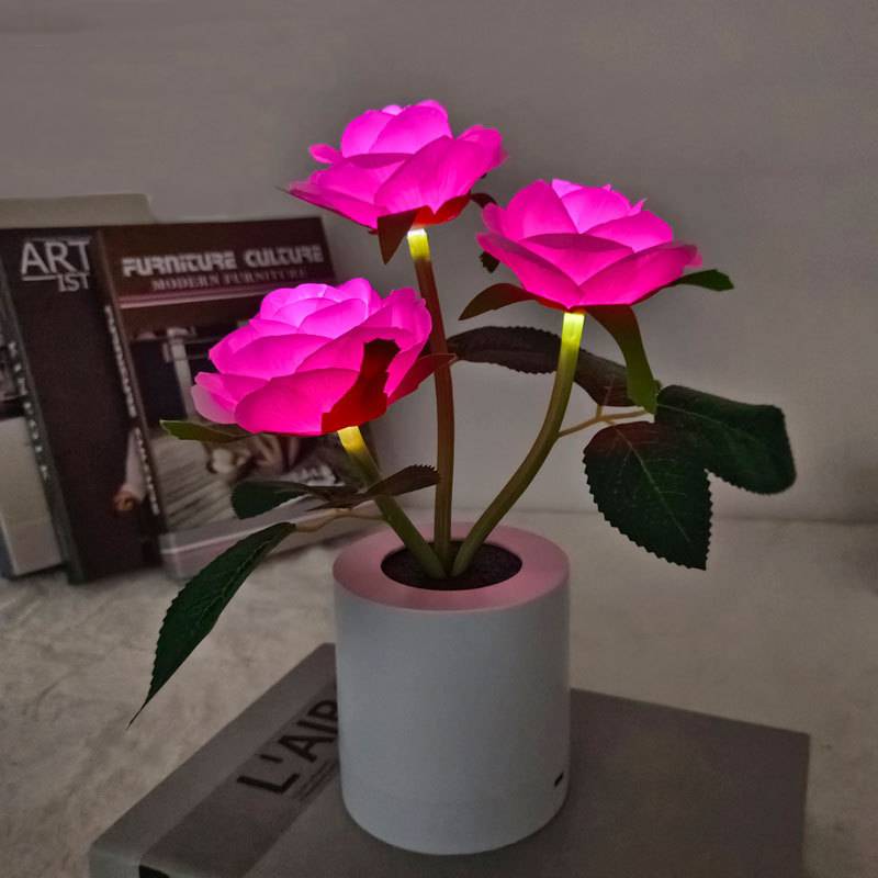 Candeeiro De Mesa Com Flores Rose Night Light Presentes Para Decoração De Casa Para O Dia Das Mães - soufeelbr