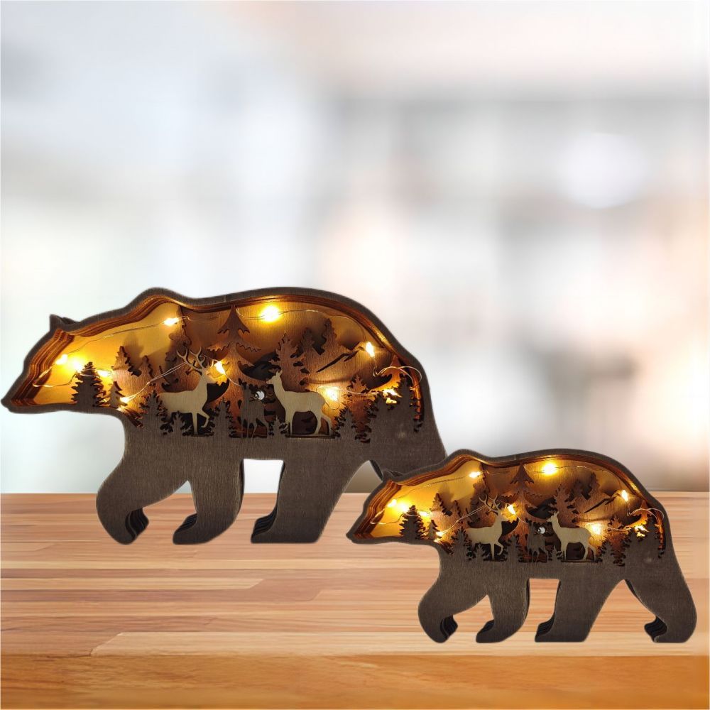 Enfeites De Mesa De Animais Fofos Esculpidos Em Madeira Clara De Urso 3d - soufeelbr