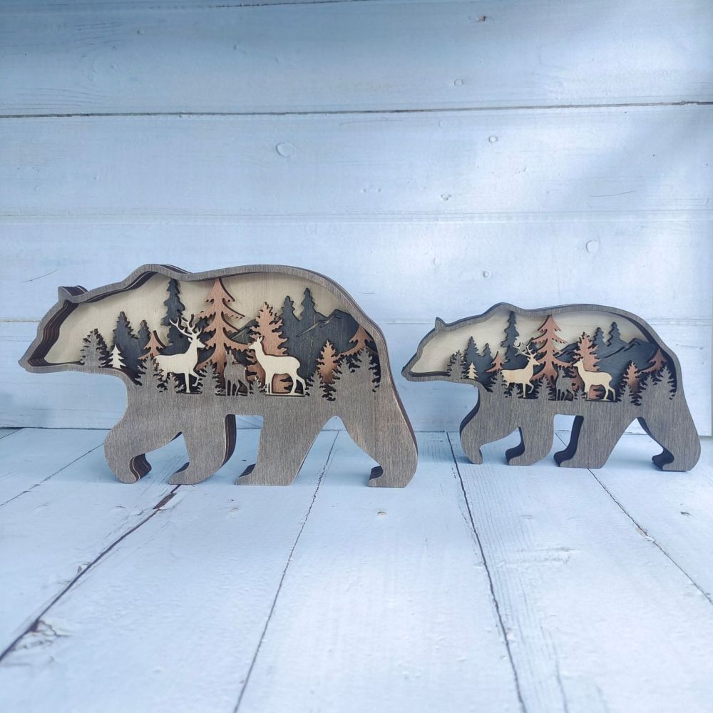 Enfeites De Mesa De Animais Fofos Esculpidos Em Madeira Clara De Urso 3d - soufeelbr