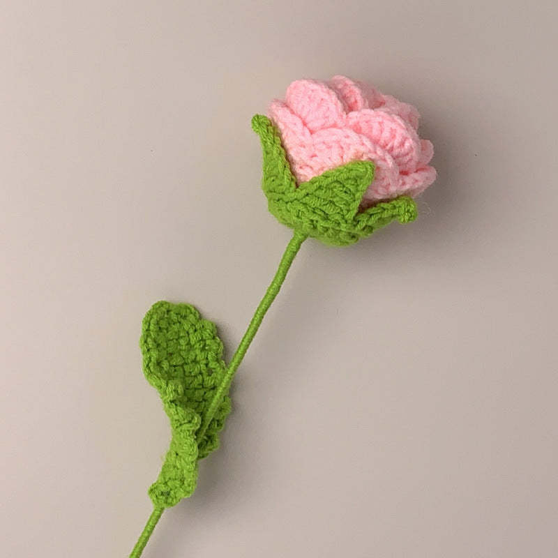 Flor De Crochê Rosas Feita À Mão Presente De Flor De Malha Para Amante - soufeelbr