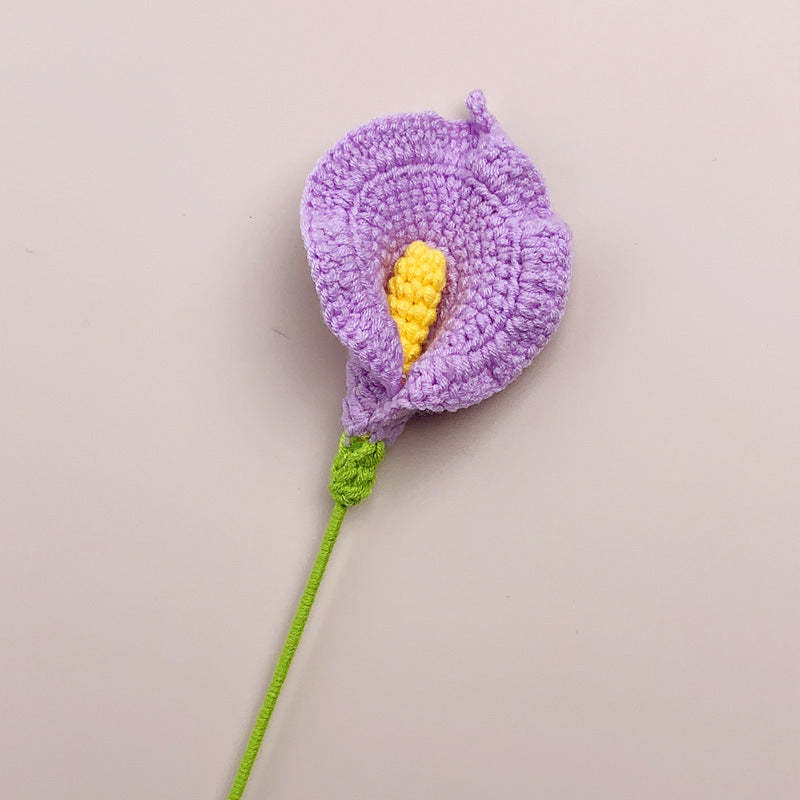 Flor De Crochê Lírio De Calla Feita À Mão Presente De Flor De Malha Para Amante - soufeelbr