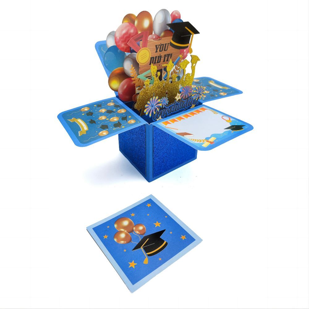 Parabéns 3d Pop Up Box Card Cartão De Felicitações De Formatura - soufeelbr