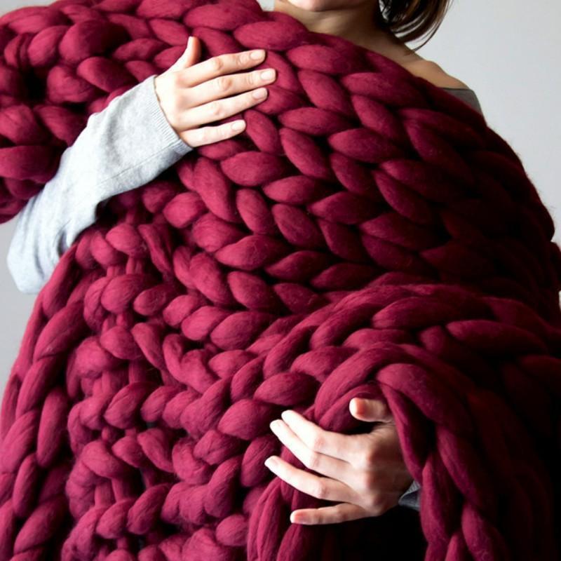 Cobertor De Malha Em Malha De Crochê Vegan Cozy Cobertores De Cama Com Nós