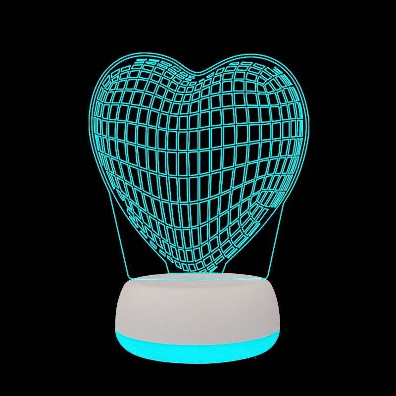 Lâmpada 3d Led Luz Noturna Em Forma De Coração Decoração De Casa Presente De Dia Dos Namorados Para Amante