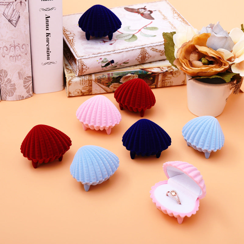 Ring Earrings Box Shell Shaped Cute Cartoon Ring Jewelry Box Gift for Her - soufeeluk