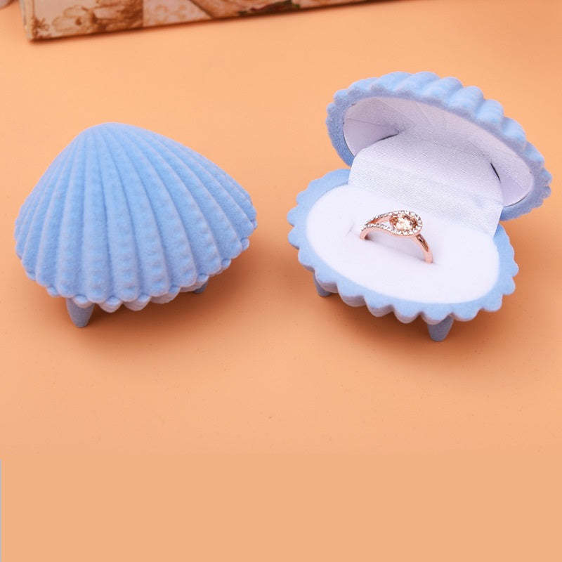 Ring Earrings Box Shell Shaped Cute Cartoon Ring Jewelry Box Gift for Her - soufeeluk