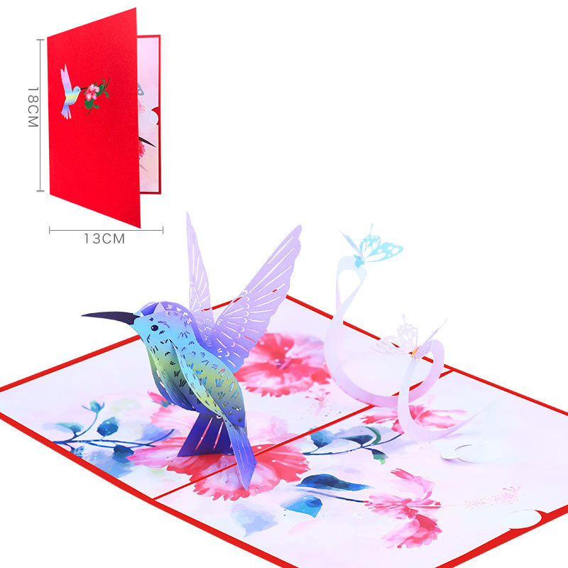 Cartão De Saudação De Borboleta Roxa Beija-flor 3d Cartão Tridimensional