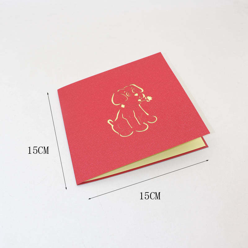Cartão De Saudação Feito À Mão De Bênção De Cão Único 3d Cartão De Saudação Pop-up - soufeelbr