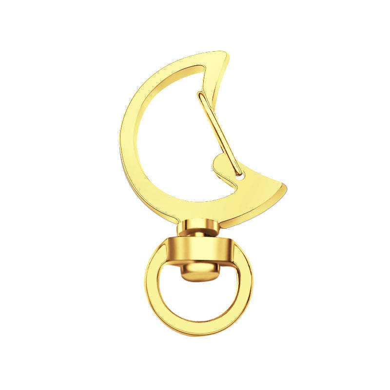 Chaveiro Mosquetão Giratório Em Forma De Lua Chaveiro Com Mola De Metal Dourado - soufeelbr