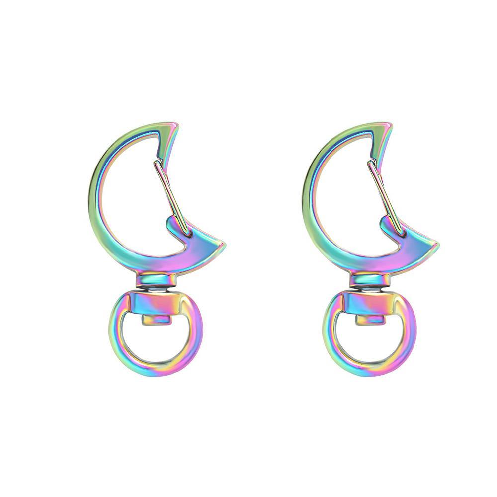 Chaveiro Mosquetão Giratório Em Forma De Lua Chaveiro De Mola De Metal Multicolorido Dois - soufeelbr