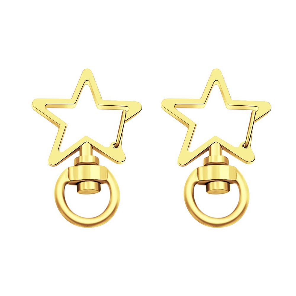 Chaveiro De Gancho Giratório Em Forma De Estrela Chaveiro De Mola De Metal Ouro Dois - soufeelbr