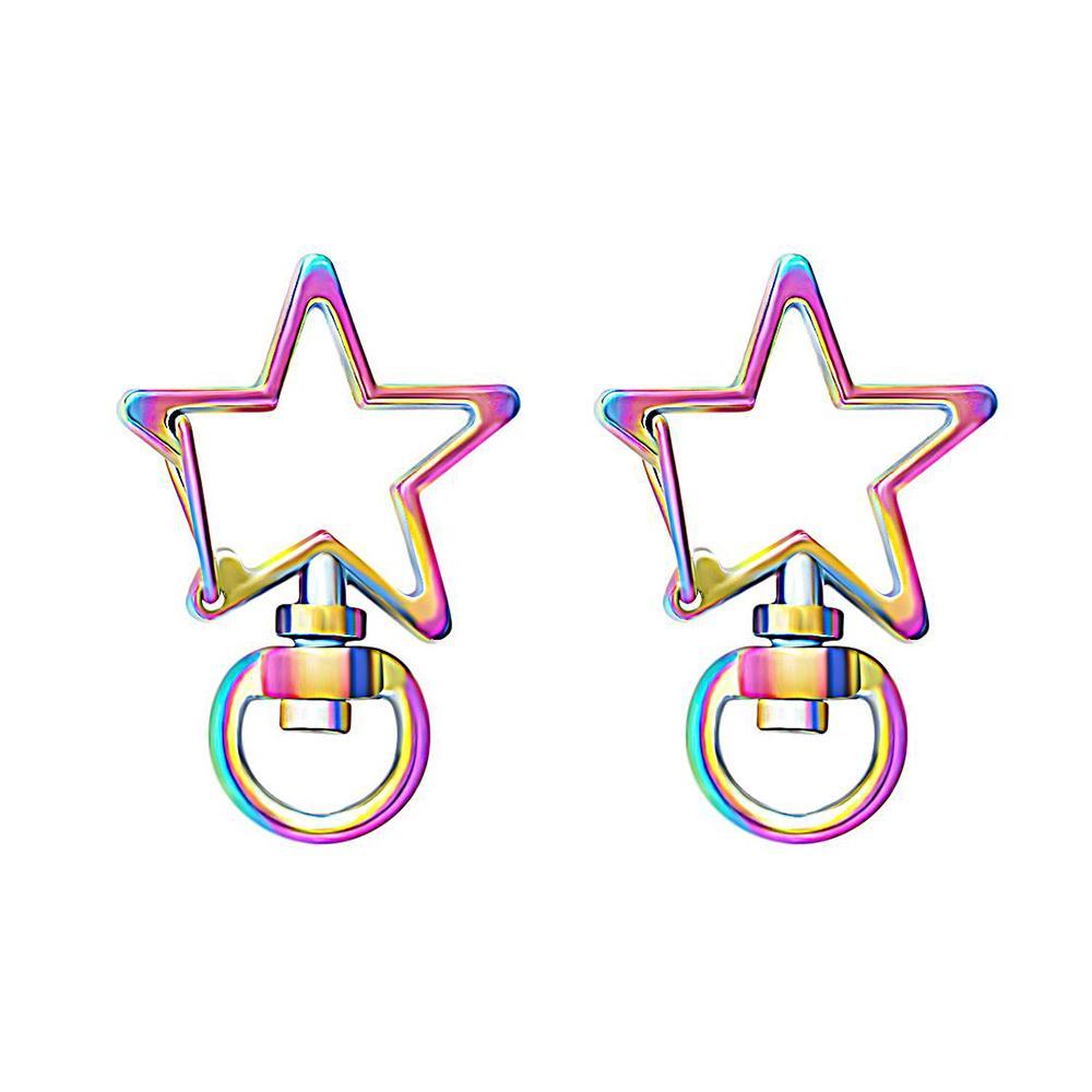 Chaveiro Mosquetão Giratório Em Forma De Estrela Chaveiro De Mola De Metal Multicolorido Dois - soufeelbr